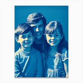 Family Blue Washed Portrait Canvas Print