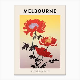 Melbourne Australia Botanical Flower Market Poster Canvas Print