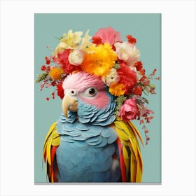 Bird With A Flower Crown Budgerigar 2 Canvas Print
