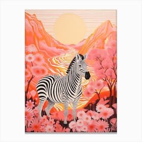 Zebra Oin The Nature Pink & Orange 1 Canvas Print