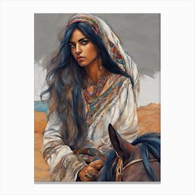 Arabian Woman With Horse Canvas Print