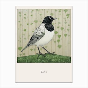 Ohara Koson Inspired Bird Painting Lark 1 Poster Canvas Print