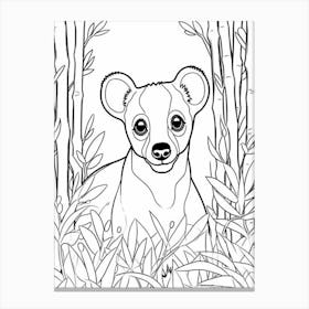 Line Art Jungle Animal Fossa 4 Canvas Print