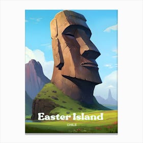 Easter Island Chile Polynesian Modern Travel Illustration Canvas Print