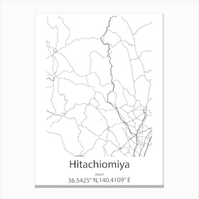 Hitachiomiya,Japan Minimalist Map Canvas Print