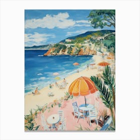 Cala Goloritz, Sardinia   Italy Beach Club Lido Watercolour 3 Canvas Print