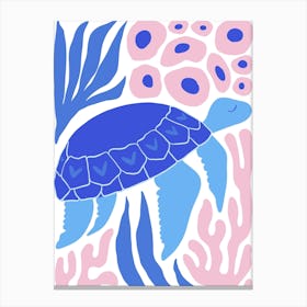 Corals and Sea Turtle Ocean Collection Boho Canvas Print