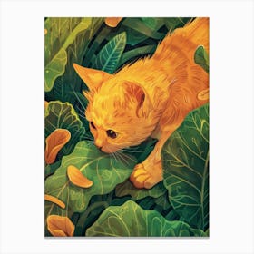 Orange Cat In Leafy Greens Canvas Print