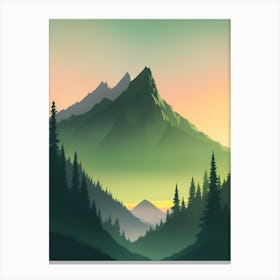 Misty Mountains Vertical Composition In Green Tone 111 Canvas Print