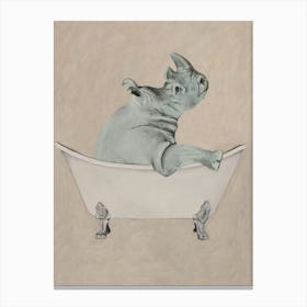Rhinoceros In Bathtub Canvas Print
