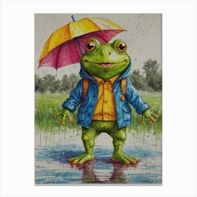 Frog In The Rain 2 Canvas Print