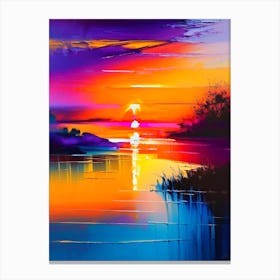 Sunrise Over River Waterscape Bright Abstract 1 Canvas Print