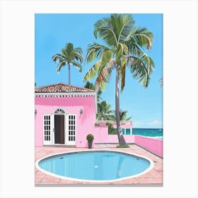 Pink House On The Beach 1 Canvas Print