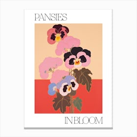 Pansies In Bloom Flowers Bold Illustration 3 Canvas Print