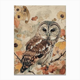 Boreal Owl Japanese Painting 3 Canvas Print