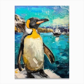 Galapagos Penguin Paradise Harbor Colour Block Painting 2 Canvas Print