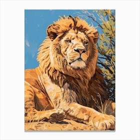 Barbary Lion Relief Illustration Male 4 Canvas Print
