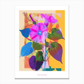 Morning Glory 7 Neon Flower Collage Poster Canvas Print