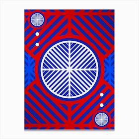 Geometric Abstract Glyph in White on Red and Blue Array n.0091 Canvas Print