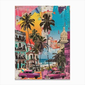 Cuba   Retro Collage Style 4 Canvas Print