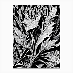 Bladderwrack Leaf Linocut 2 Canvas Print