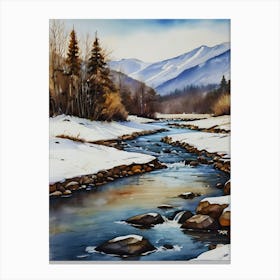 River In Winter .1 Canvas Print