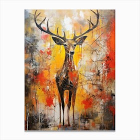 Deer Abstract Expressionism 4 Canvas Print