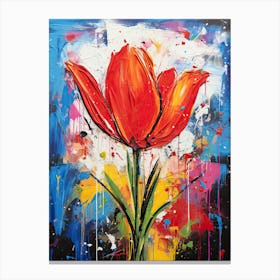 Colorful Bouquet: Urban Art Tulip Canvas Print