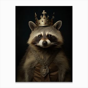 Vintage Portrait Of A Common Raccoon Wearing A Crown 2 Canvas Print