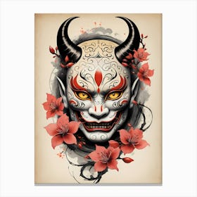 Floral Irezumi The Traditional Japanese Tattoo Hannya Mask (63) Canvas Print