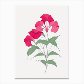 Impatiens Floral Minimal Line Drawing Flower Canvas Print