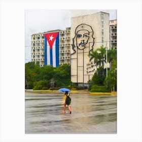 Rainy Day In Revolution Square Havana Canvas Print