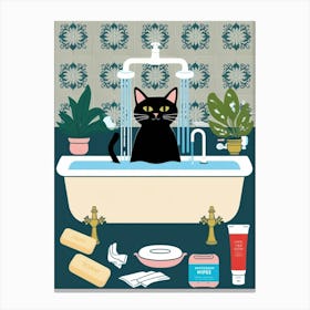 Cat In The Bath 1 Canvas Print