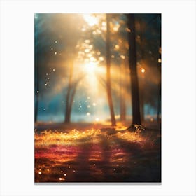 Rays Of Light In The Forest Canvas Print