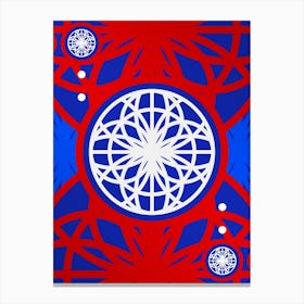 Geometric Abstract Glyph in White on Red and Blue Array n.0083 Canvas Print