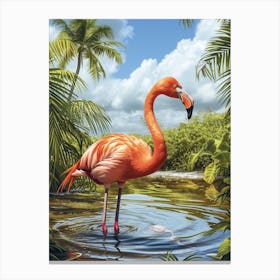 Greater Flamingo Kenya Tropical Illustration 2 Canvas Print