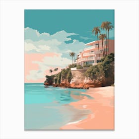 Art Horseshoe Bay Beach Bermuda Mediterranean Style Illustration 1 Canvas Print