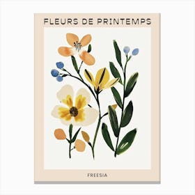 Spring Floral French Poster  Freesia 1 Canvas Print