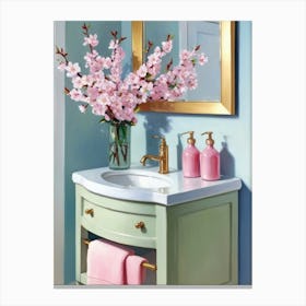 Cherry Blossom Bathroom Canvas Print