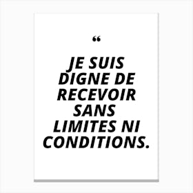 I am worthy of receiving without limits or conditions. french version moon tarot card Canvas Print