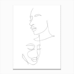 Portrait Of A Woman, line art woman faces Canvas Print