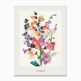 Foxglove 2 Collage Flower Bouquet Poster Canvas Print