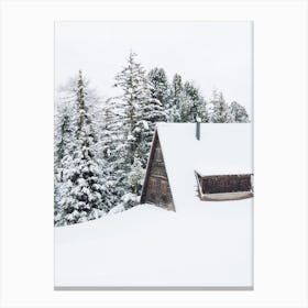Wood Cabin Snow Day Canvas Print