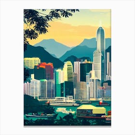 Hong Kong Victoria Harbour Hong Kong Vintage Poster harbour Canvas Print