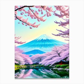 Cherry Blossoms In Japan Mount Fuji Japan Beautiful Lake Landscape 4 Canvas Print