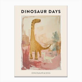 Dinosaur & A Dog Poster 1 Canvas Print