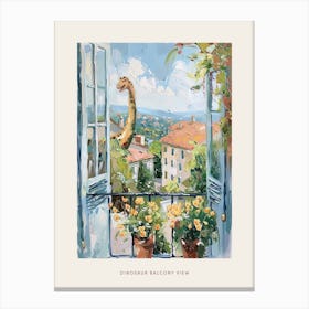 Dinosaur & The Balcony Painting 1 Poster Canvas Print