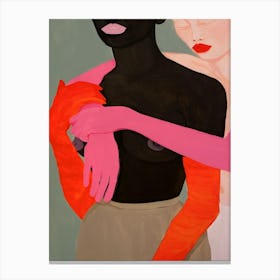 Two Women Hugging Canvas Print