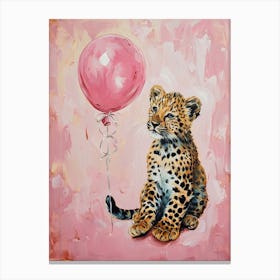 Cute Leopard 3 With Balloon Canvas Print