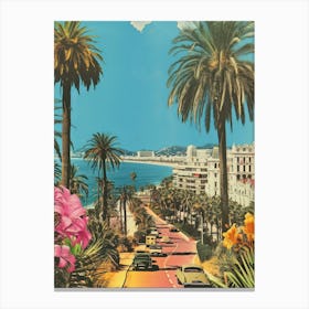 Cannes   Retro Collage Style 2 Canvas Print